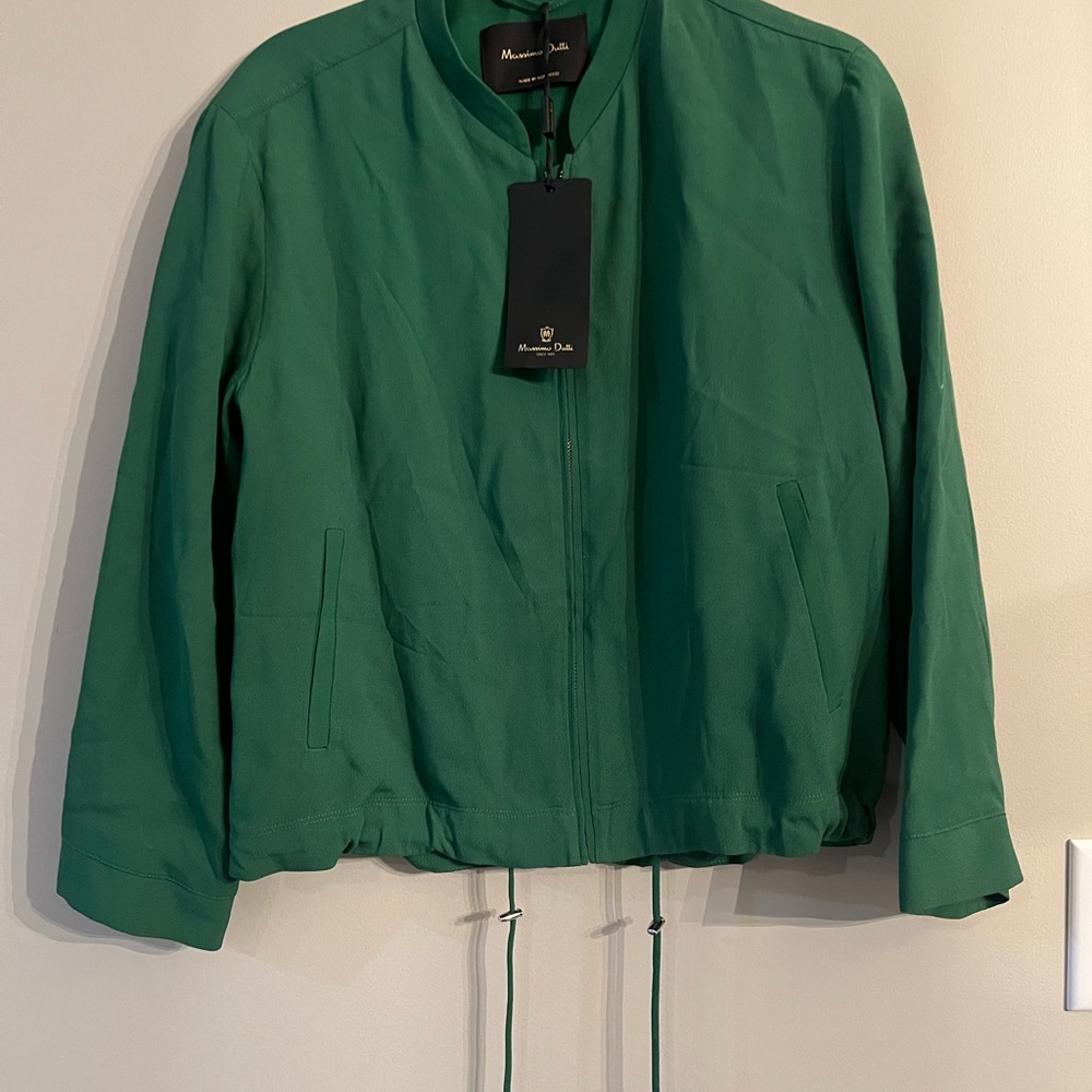 Massimo Dutti Forest Green Bomber Jacket